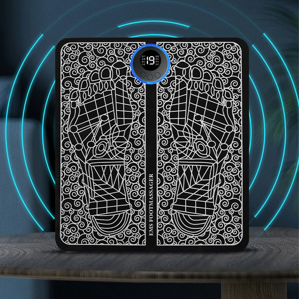 Tapete Massageador de Pés EMS Zenviax™ - Estimulador Muscular Elétrico com 8 Modos de Pulso para Relaxamento e Alívio da Fadiga