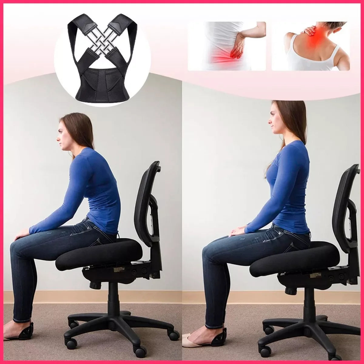 Corretor Postural Premium Zenviax™ - Suporte Ergonômico Ajustável para Alinhamento dos Ombros e Coluna (Unissex)