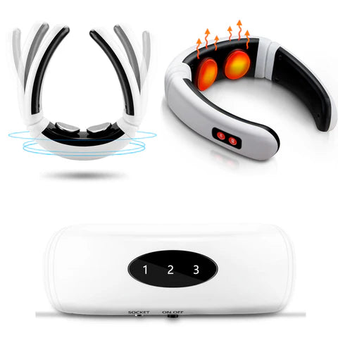 Massageador Cervical Portátil Zenviax™ - Tecnologia de Eletroestimulação EMS com 8 Modos e 19 Níveis de Intensidade