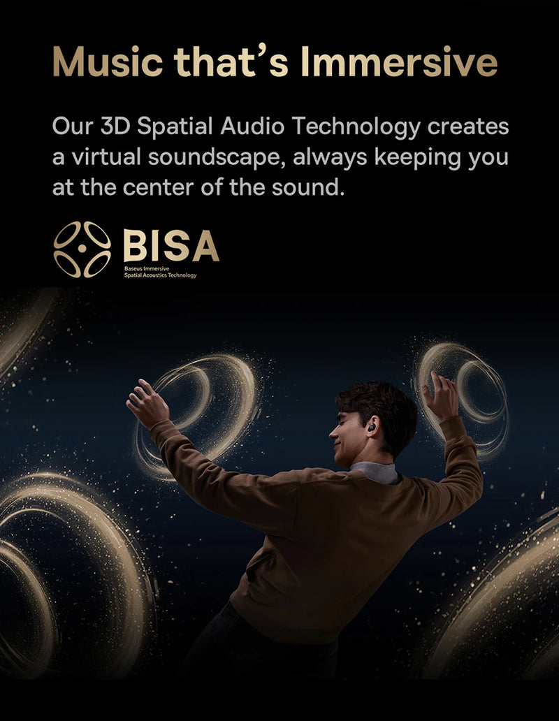 Fones de ouvido sem fio Baseus Bowie MA10 PRO