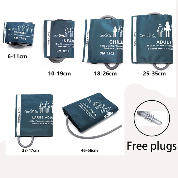 Seis tamanhos de manguito de coxa